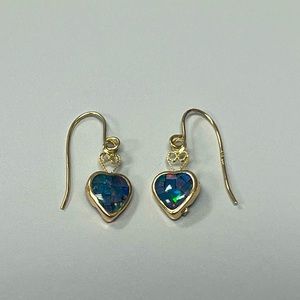 14k gold heart dangle earrings